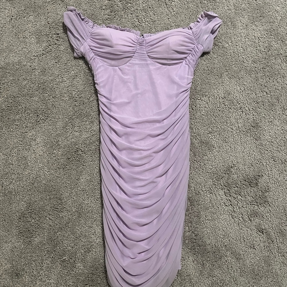 windsor off-shoulder mini dress lilac purple